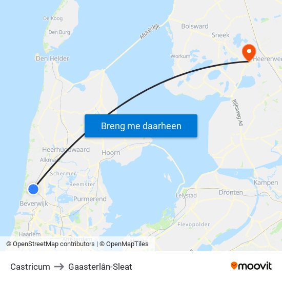 Castricum to Gaasterlân-Sleat map