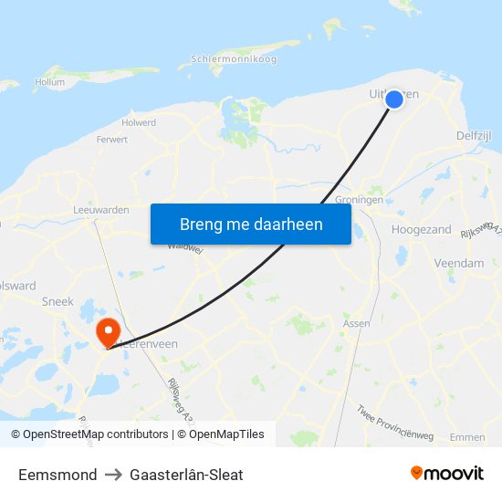 Eemsmond to Gaasterlân-Sleat map