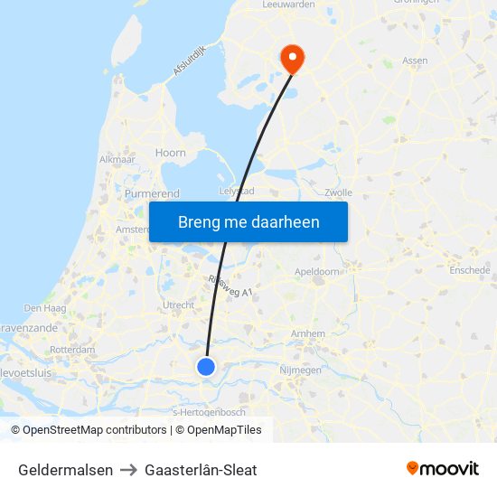 Geldermalsen to Gaasterlân-Sleat map
