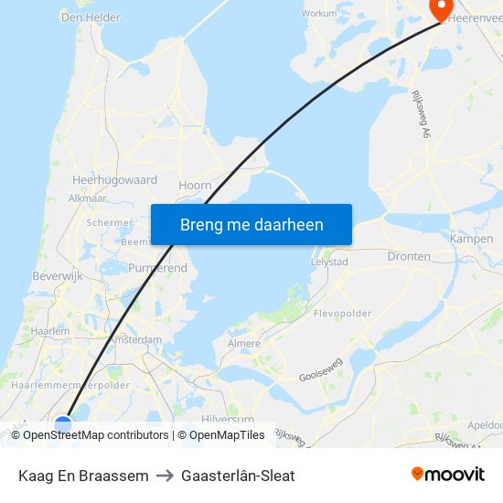 Kaag En Braassem to Gaasterlân-Sleat map