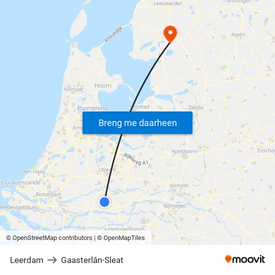Leerdam to Gaasterlân-Sleat map