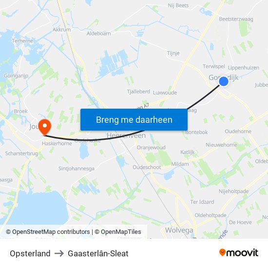 Opsterland to Gaasterlân-Sleat map