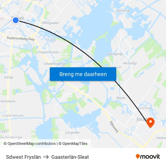 Sdwest Fryslân to Gaasterlân-Sleat map