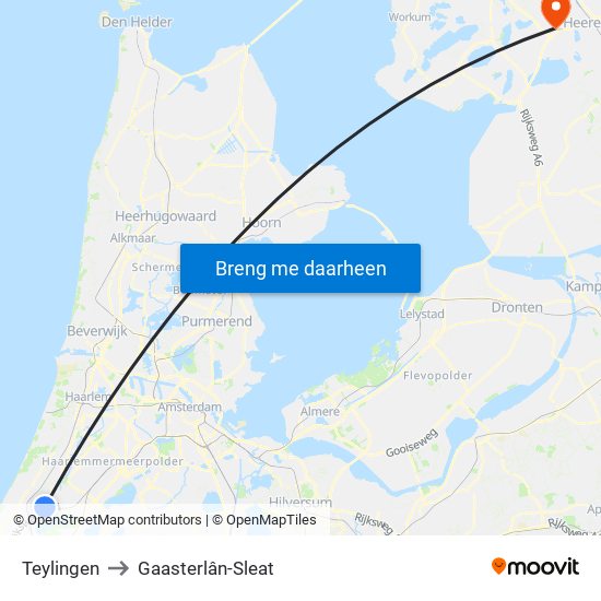 Teylingen to Gaasterlân-Sleat map