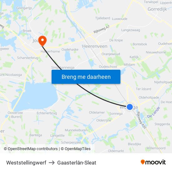 Weststellingwerf to Gaasterlân-Sleat map
