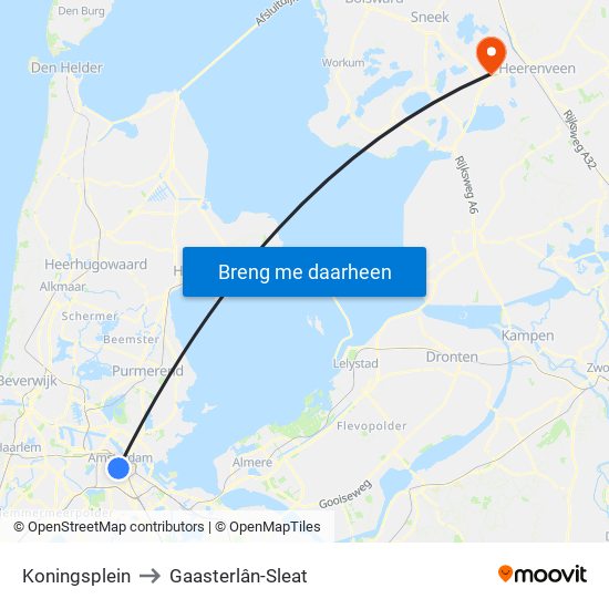 Koningsplein to Gaasterlân-Sleat map