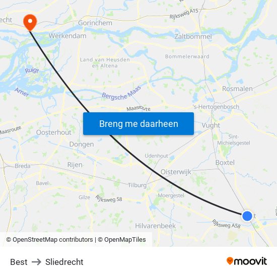 Best to Sliedrecht map
