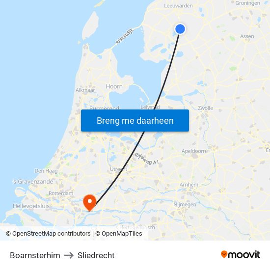 Boarnsterhim to Sliedrecht map