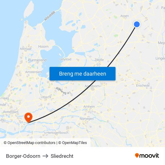 Borger-Odoorn to Sliedrecht map