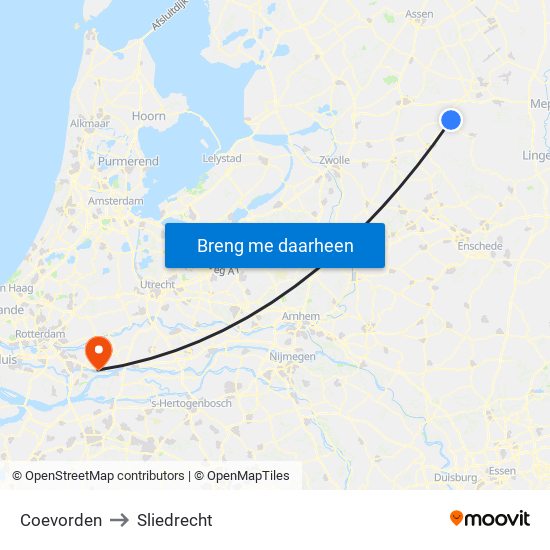 Coevorden to Sliedrecht map