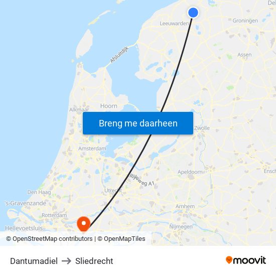 Dantumadiel to Sliedrecht map