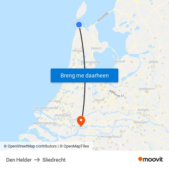 Den Helder to Sliedrecht map
