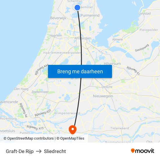 Graft-De Rijp to Sliedrecht map