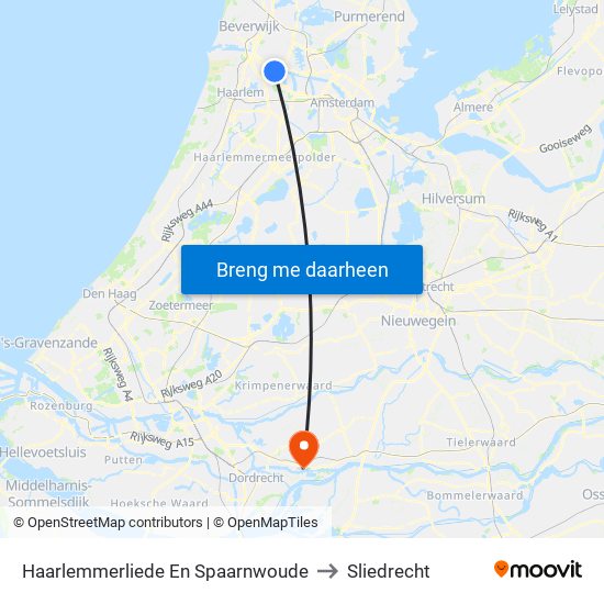 Haarlemmerliede En Spaarnwoude to Sliedrecht map