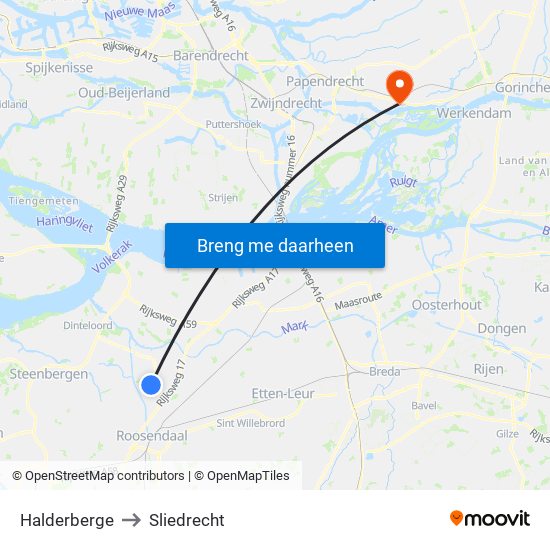 Halderberge to Sliedrecht map