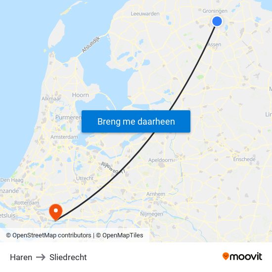 Haren to Sliedrecht map