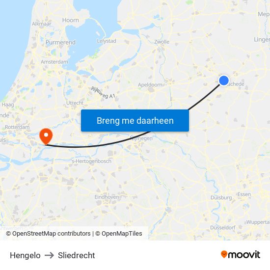 Hengelo to Sliedrecht map