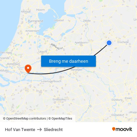 Hof Van Twente to Sliedrecht map