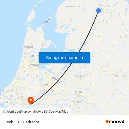 Leek to Sliedrecht map