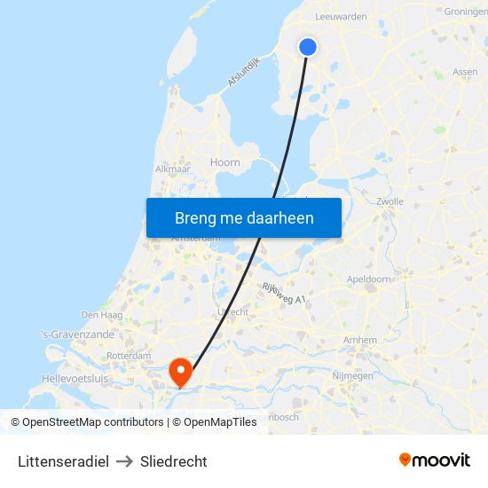 Littenseradiel to Sliedrecht map