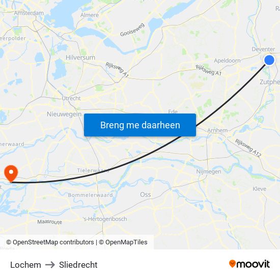 Lochem to Sliedrecht map