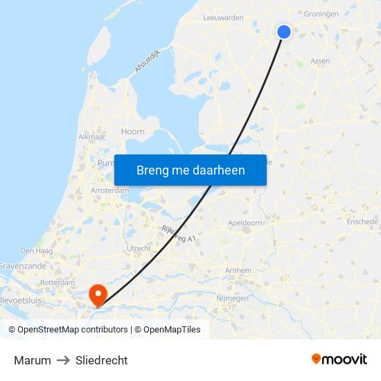 Marum to Sliedrecht map