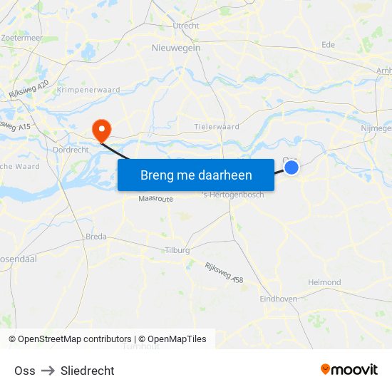 Oss to Sliedrecht map