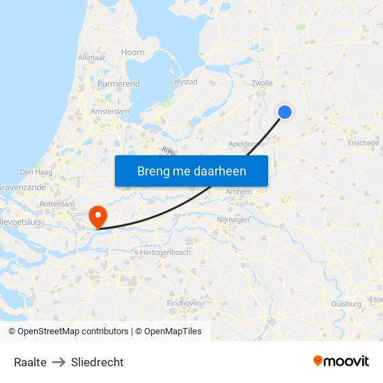 Raalte to Sliedrecht map