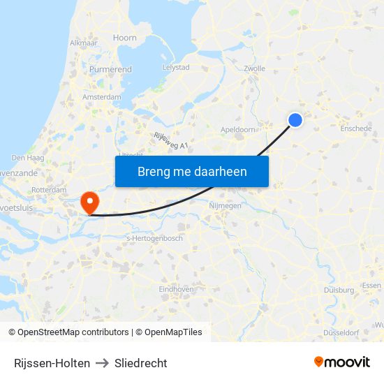 Rijssen-Holten to Sliedrecht map
