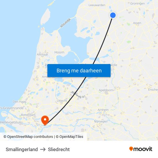 Smallingerland to Sliedrecht map