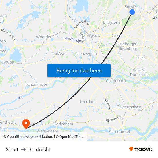 Soest to Sliedrecht map