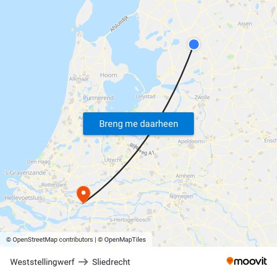 Weststellingwerf to Sliedrecht map