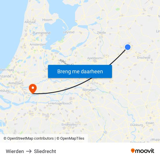 Wierden to Sliedrecht map