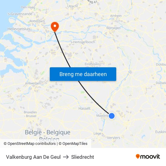 Valkenburg Aan De Geul to Sliedrecht map