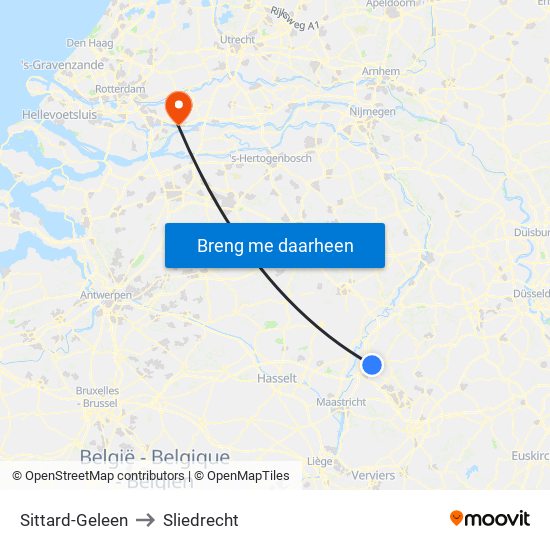 Sittard-Geleen to Sliedrecht map