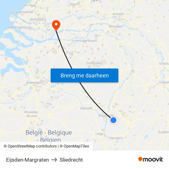 Eijsden-Margraten to Sliedrecht map