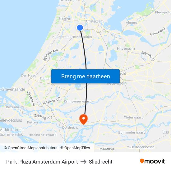 Park Plaza Amsterdam Airport to Sliedrecht map