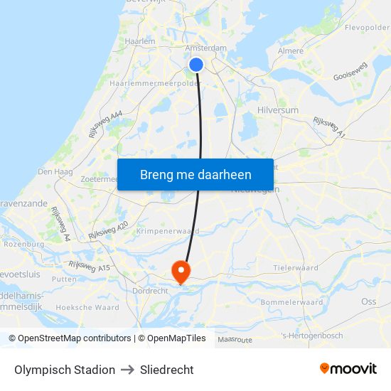 Olympisch Stadion to Sliedrecht map