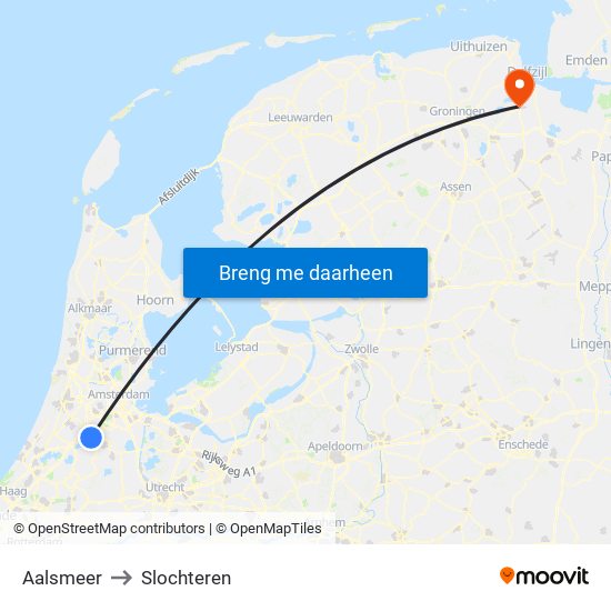 Aalsmeer to Slochteren map