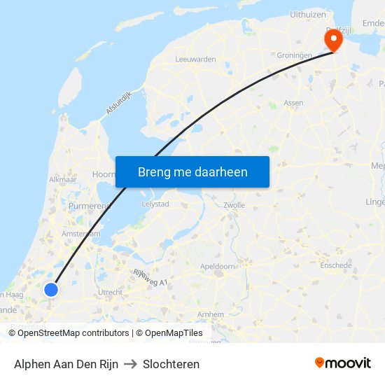 Alphen Aan Den Rijn to Slochteren map