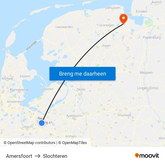 Amersfoort to Slochteren map