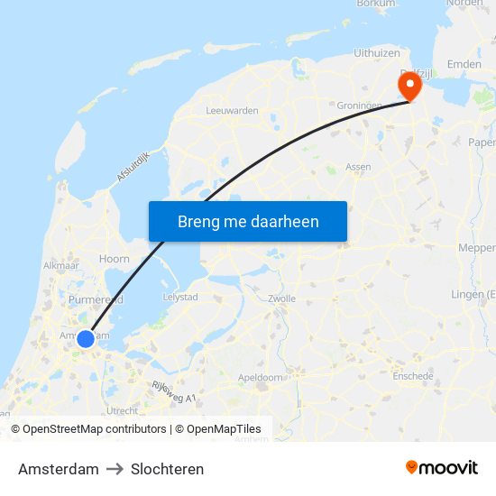 Amsterdam to Slochteren map