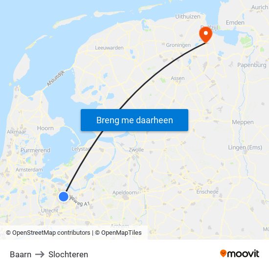 Baarn to Slochteren map