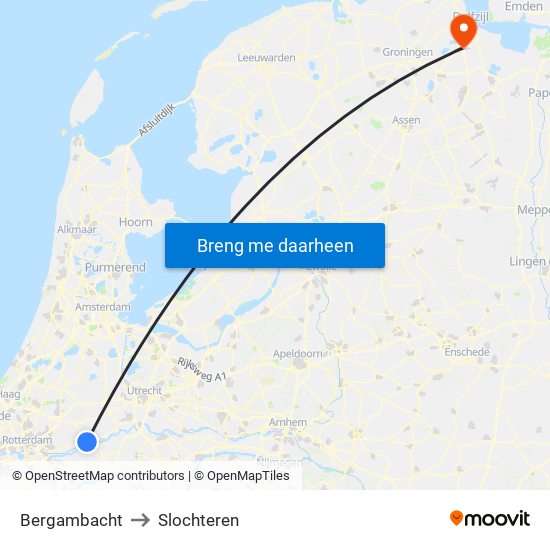 Bergambacht to Slochteren map