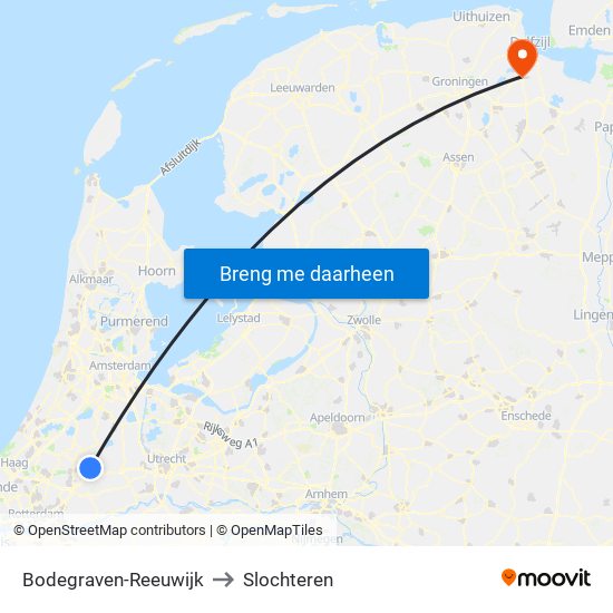 Bodegraven-Reeuwijk to Slochteren map