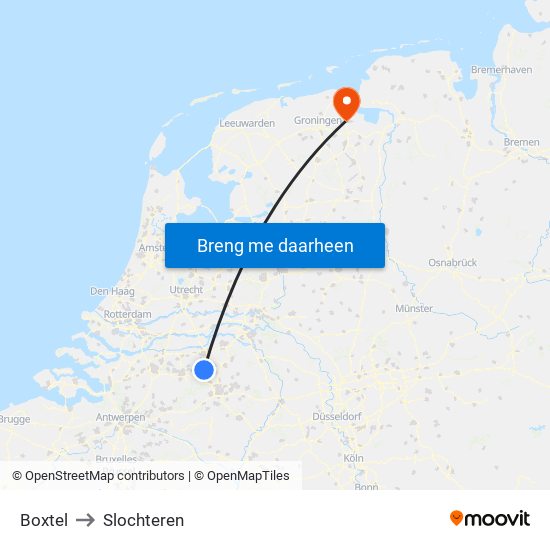 Boxtel to Slochteren map