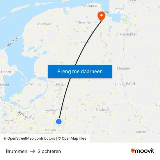 Brummen to Slochteren map