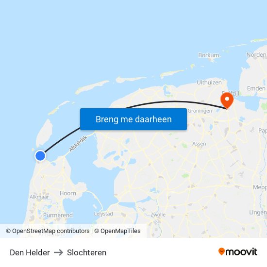 Den Helder to Slochteren map