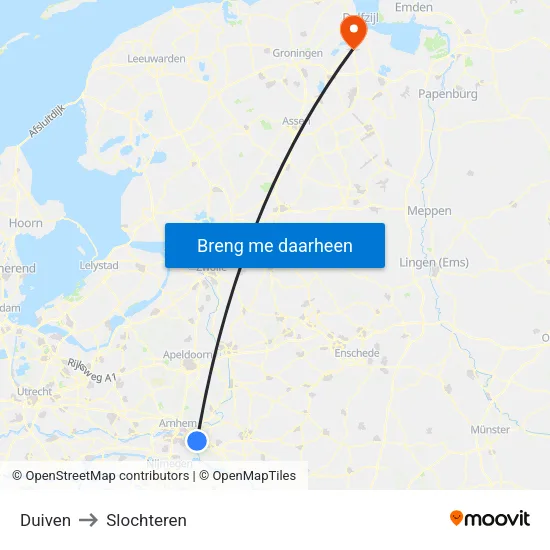 Duiven to Slochteren map