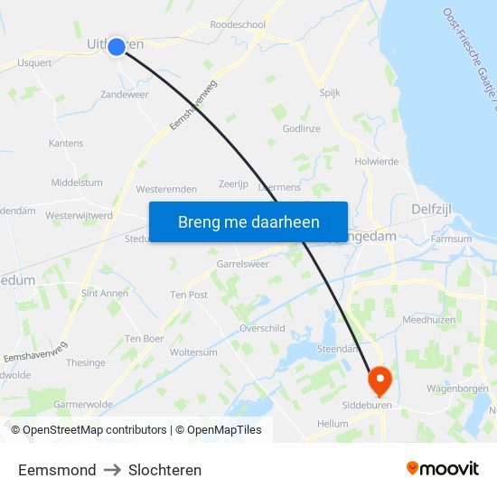 Eemsmond to Slochteren map